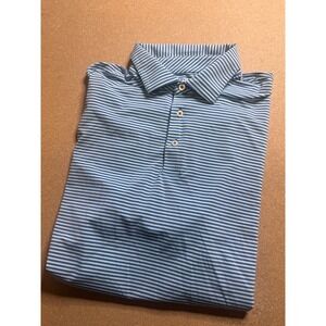 Southern Tide Mens XL Polo Shirt Blue White Striped‎ Short Sleeve